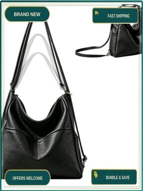 Convertible Backpack Purse Water-Resistant PU Leather Women's Multiple Pockets